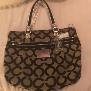 Black and Silver Authentic Monogram Coach Bag